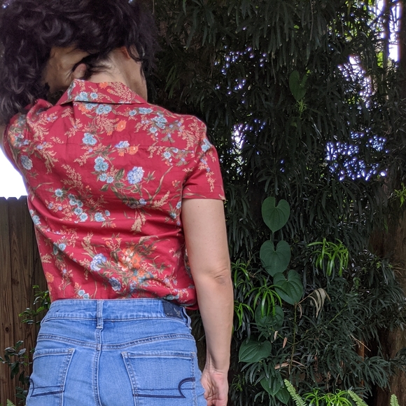 Vintage 70's Ralph Lauren Floral Short Sleeve Top - Picture 7 of 9